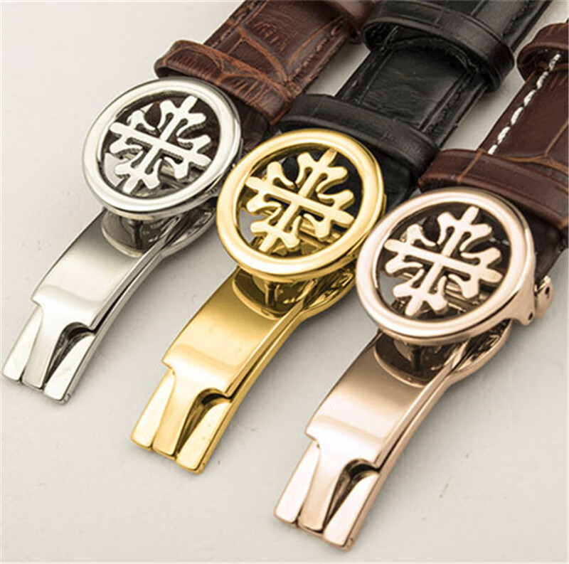 京享品质百达翡丽表带带头层牛皮pp折叠扣配件男女表柔软皮带2耐辉顿