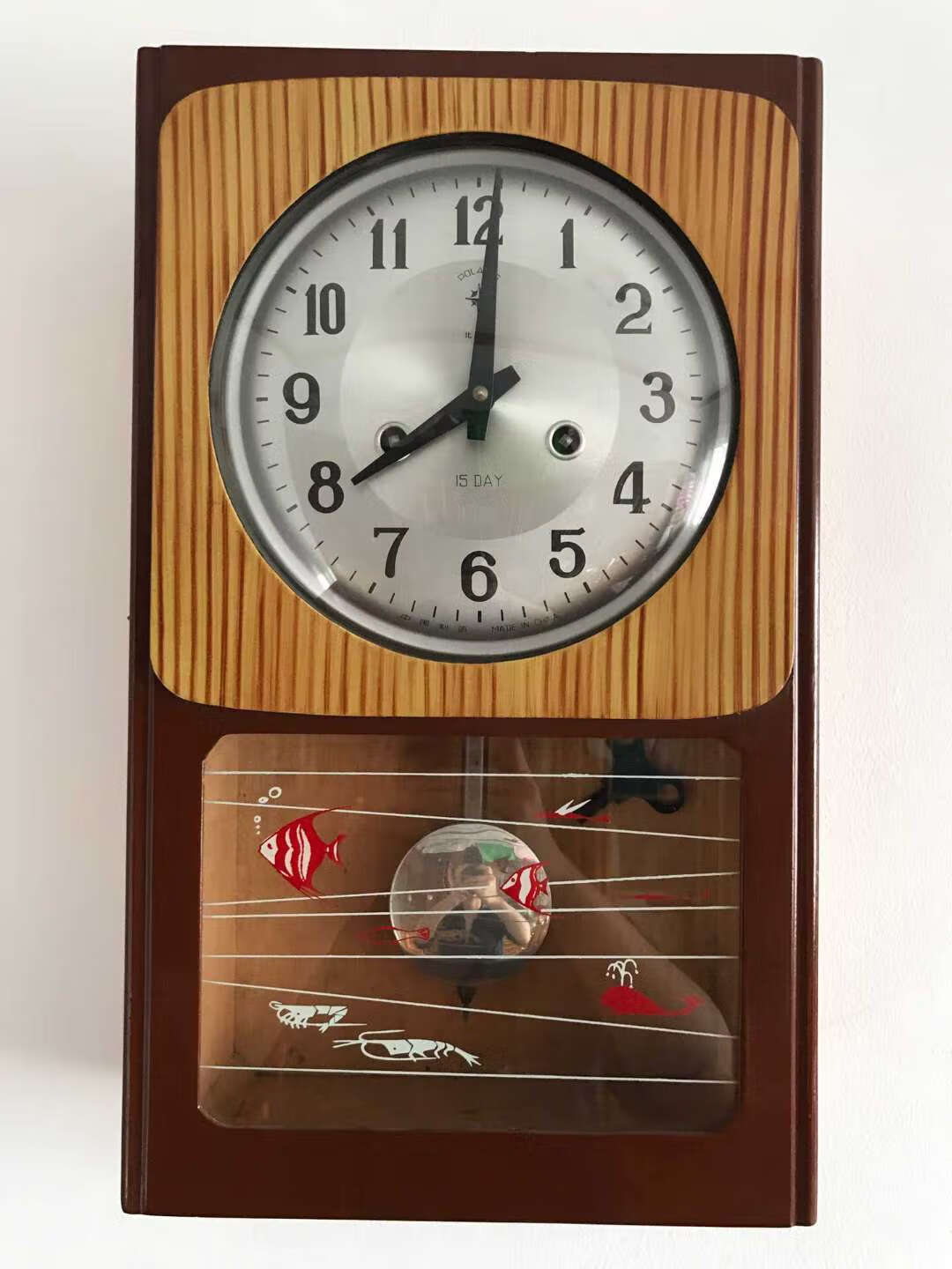 老钟表 80年代老机械上弦钟表旧挂钟老物件老木钟古董北极星钟表 咖啡