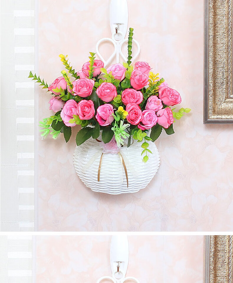 欧式壁挂式花篮套装客厅植物半圆假花盆室内墙面盆栽吊兰仿真花卉装饰