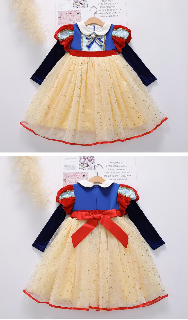 中二班儿童白雪公主连衣裙女童公主裙白雪公主礼服裙万圣节表演服