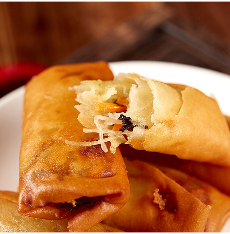 蔬菜素馅地三鲜春卷酒店食材中式早餐馆油炸小吃速冻食品斋菜素食 地