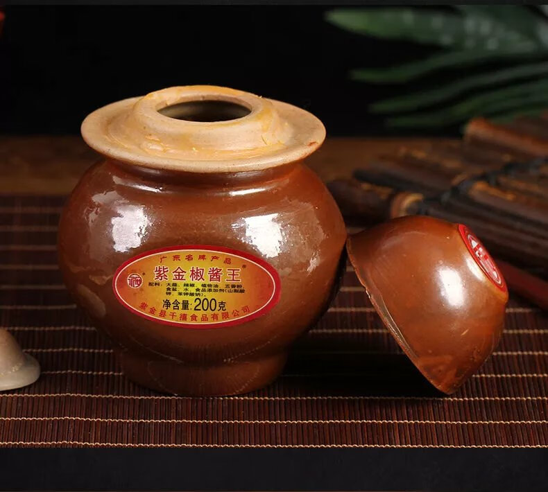 紫金椒酱王辣椒酱王紫金特产河源客家广东千禧罐装陶瓷酱农家自