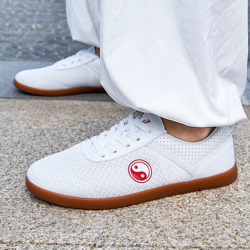 软底透气太极鞋女真皮牛筋底武术鞋男春季网面透气太极拳练功鞋运动鞋