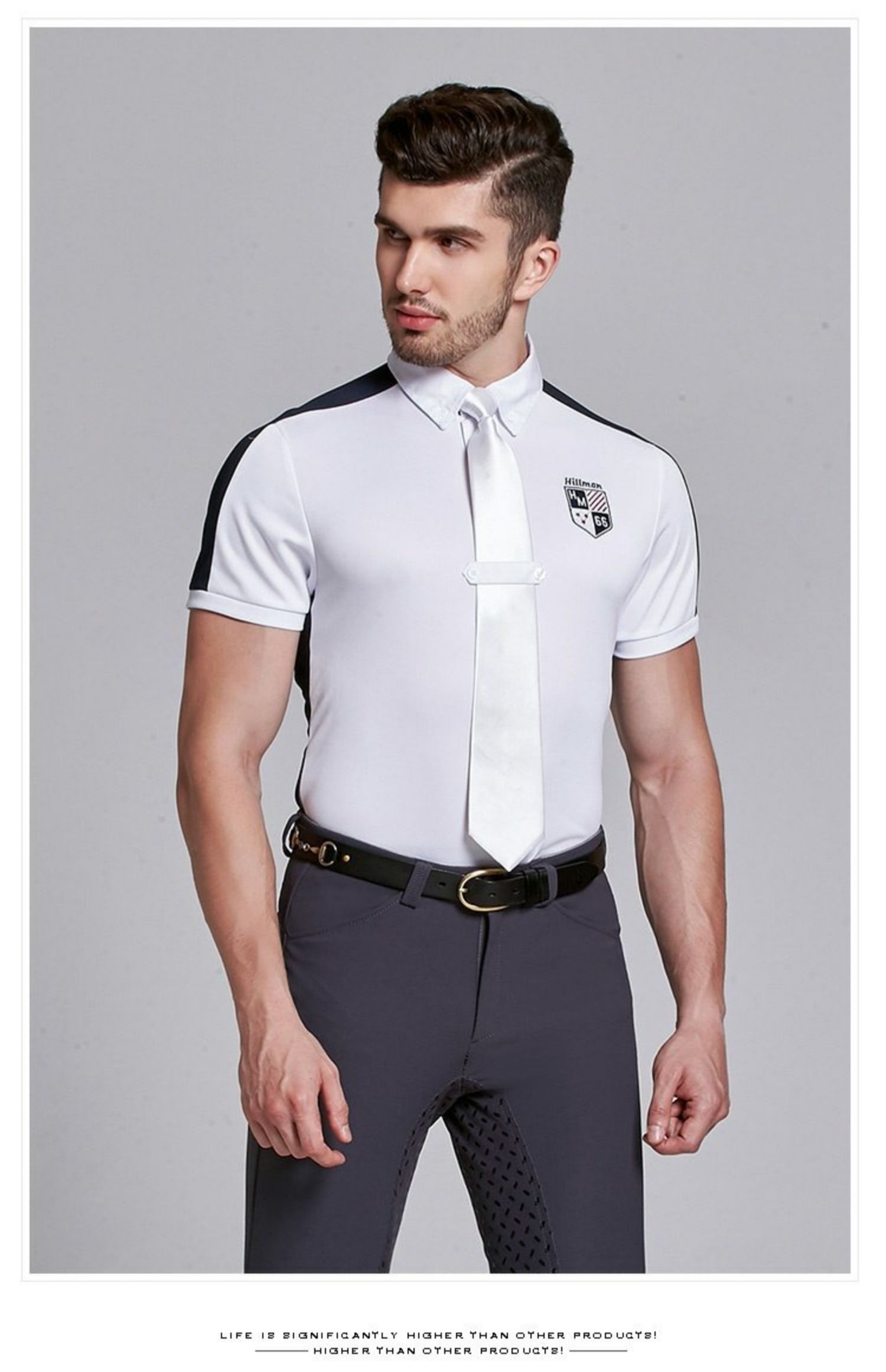 男女比赛衬衫马术t恤骑马polo衫马术运动上衣短袖女士m