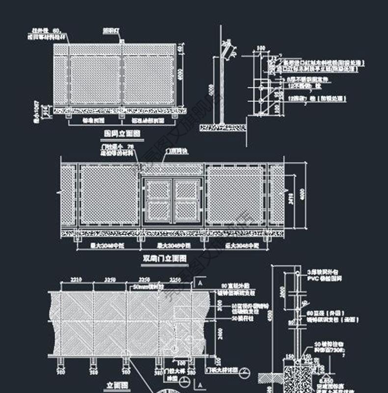 建筑规划景观园林外墙铁栏围界围栏围墙栏杆cad图纸