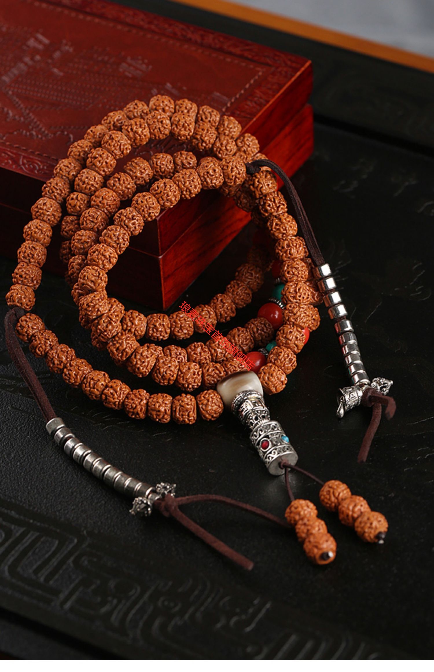 琅麦 文创藏式盘龙纹小金刚佛珠108颗文玩尼泊尔大菩提子手串(定制款)