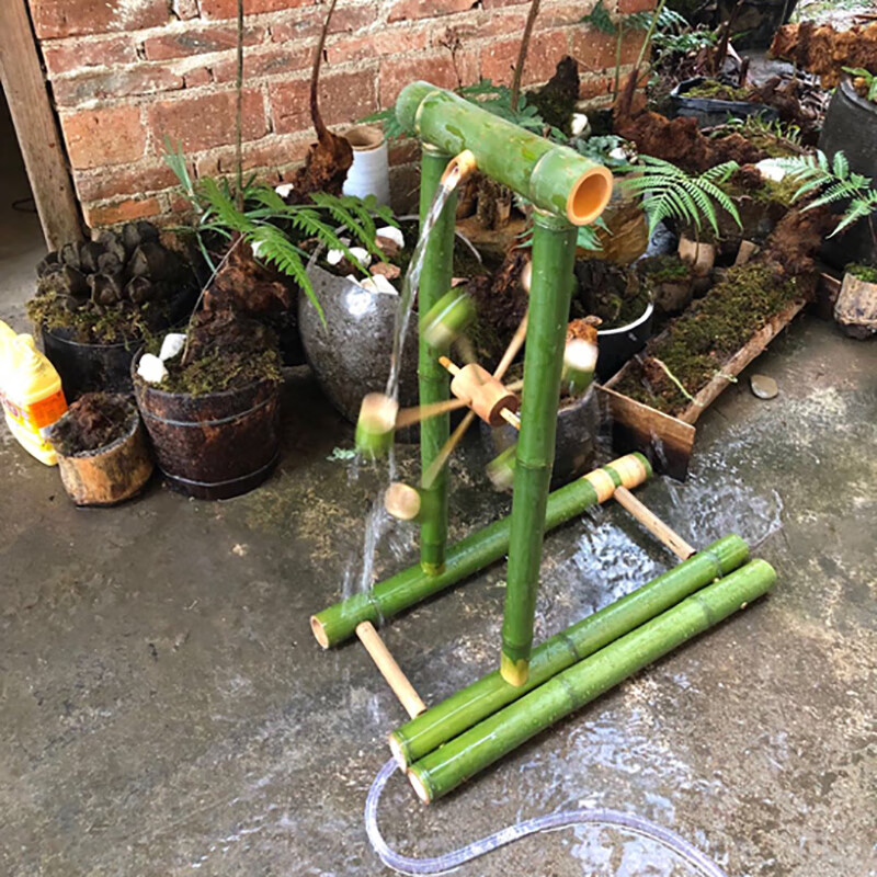 手工定制竹子做的水轮车模型洗澡竹水车六一儿童戏水竹制玩具传统复古