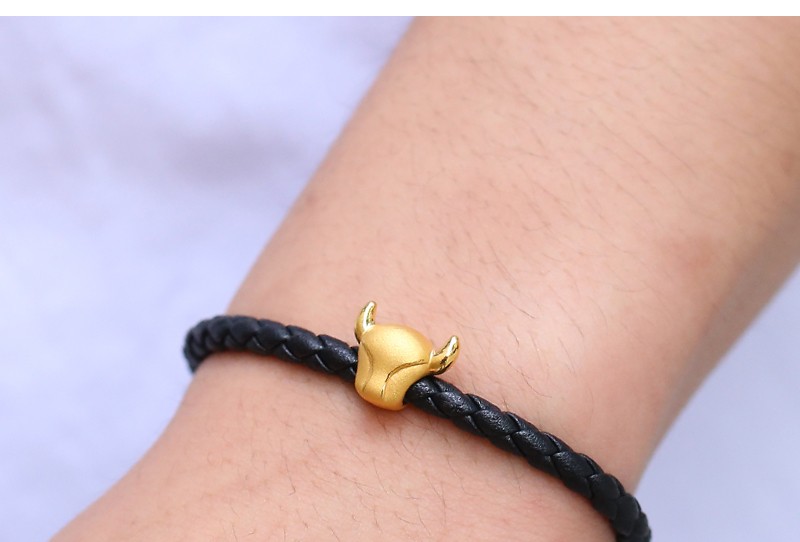 老凤凰款520礼物黄金转运珠手链足金生肖牛头男款手串路路通本命年