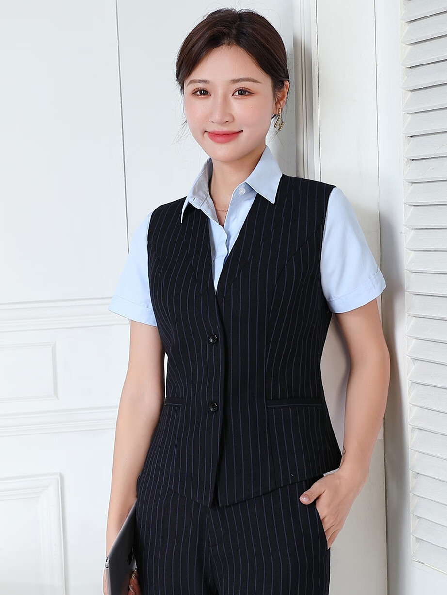 中國建設銀行工作服建行工作服女短袖襯衫襯衣行服條紋職業裝西裝褲