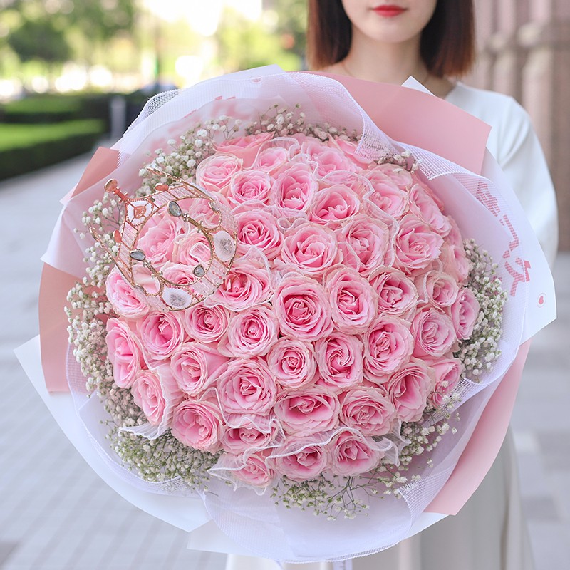 百花馆鲜花速递52朵玫瑰花鲜花真花表白求婚送爱人女友老婆全国同城