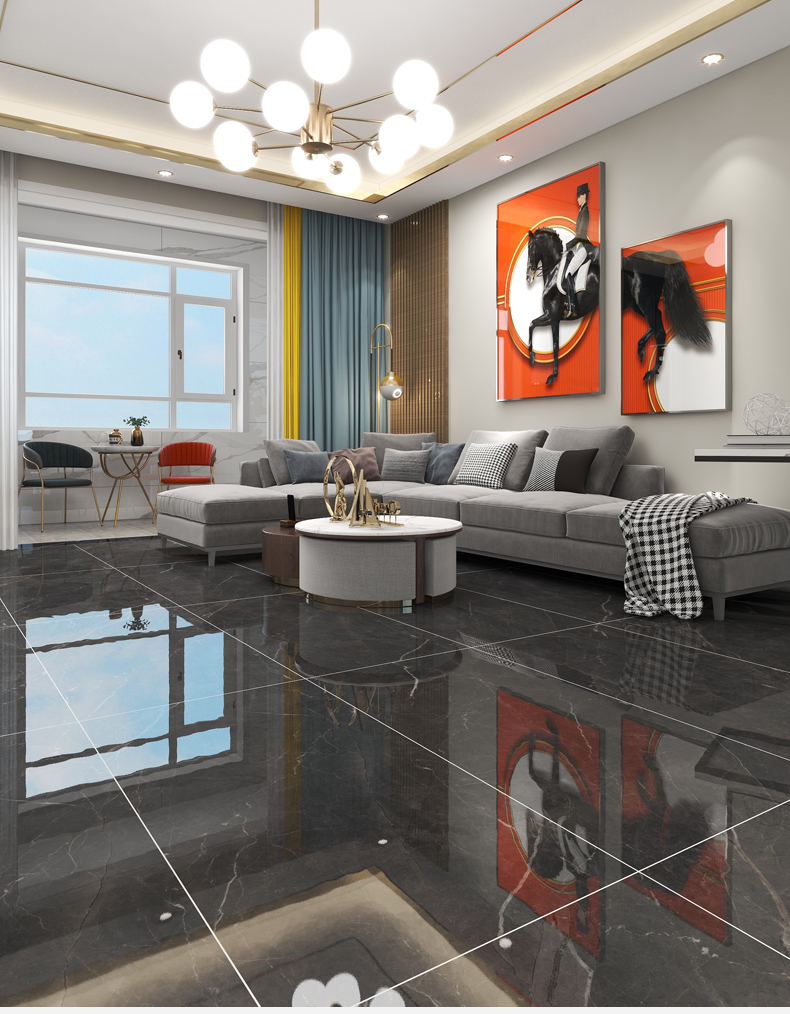 欧汉达现代轻奢通体大理石瓷砖600x1200客厅灰色地砖卫生间墙砖地板砖