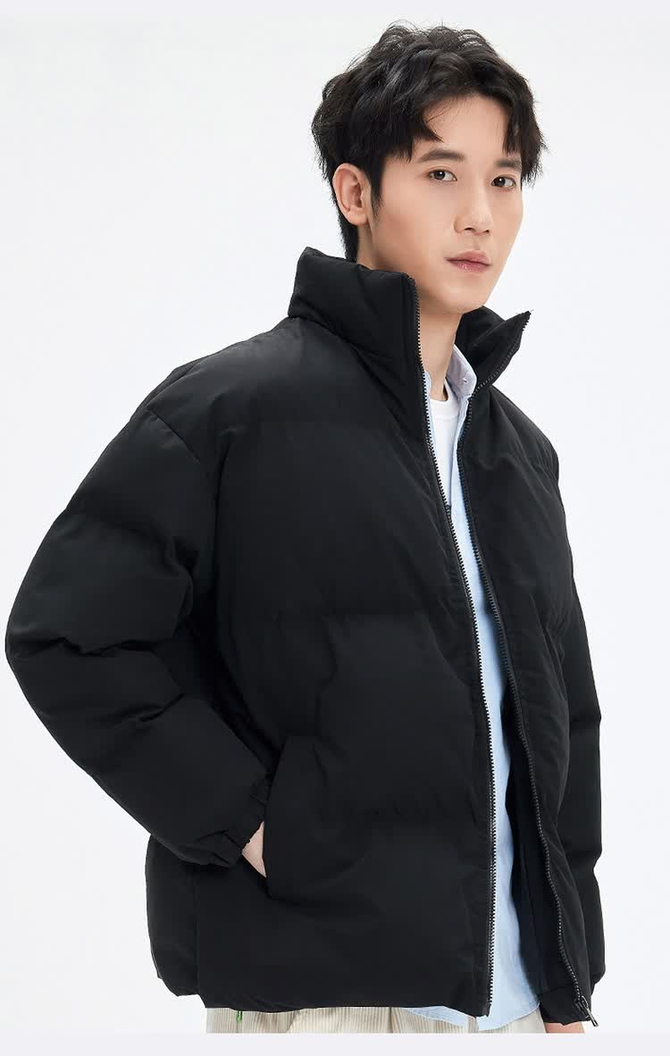edenbo爱登堡秋冬男士棉衣短款立领简约百搭加厚棉服男保暖外套 橘红