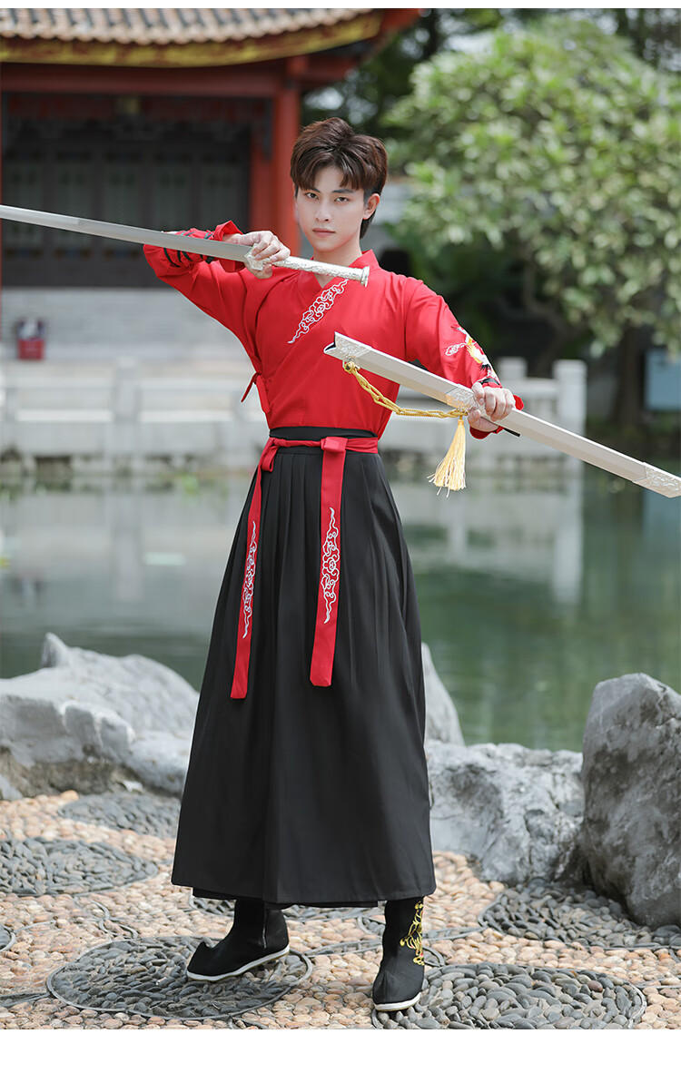 叙耳汉服男国风古风武侠剑客男士大码公子学生班服套装汉服古装衣服