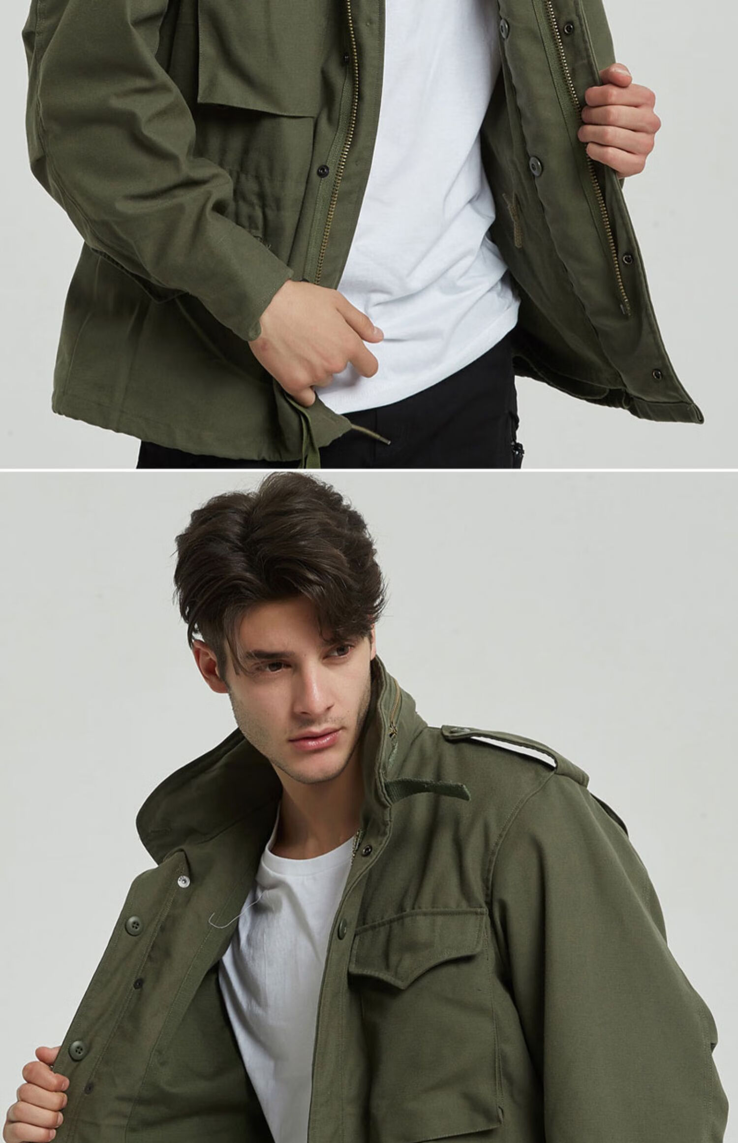 og107野战夹克男秋冬棉服外套战地工装连帽特战服作战服 军绿单风衣