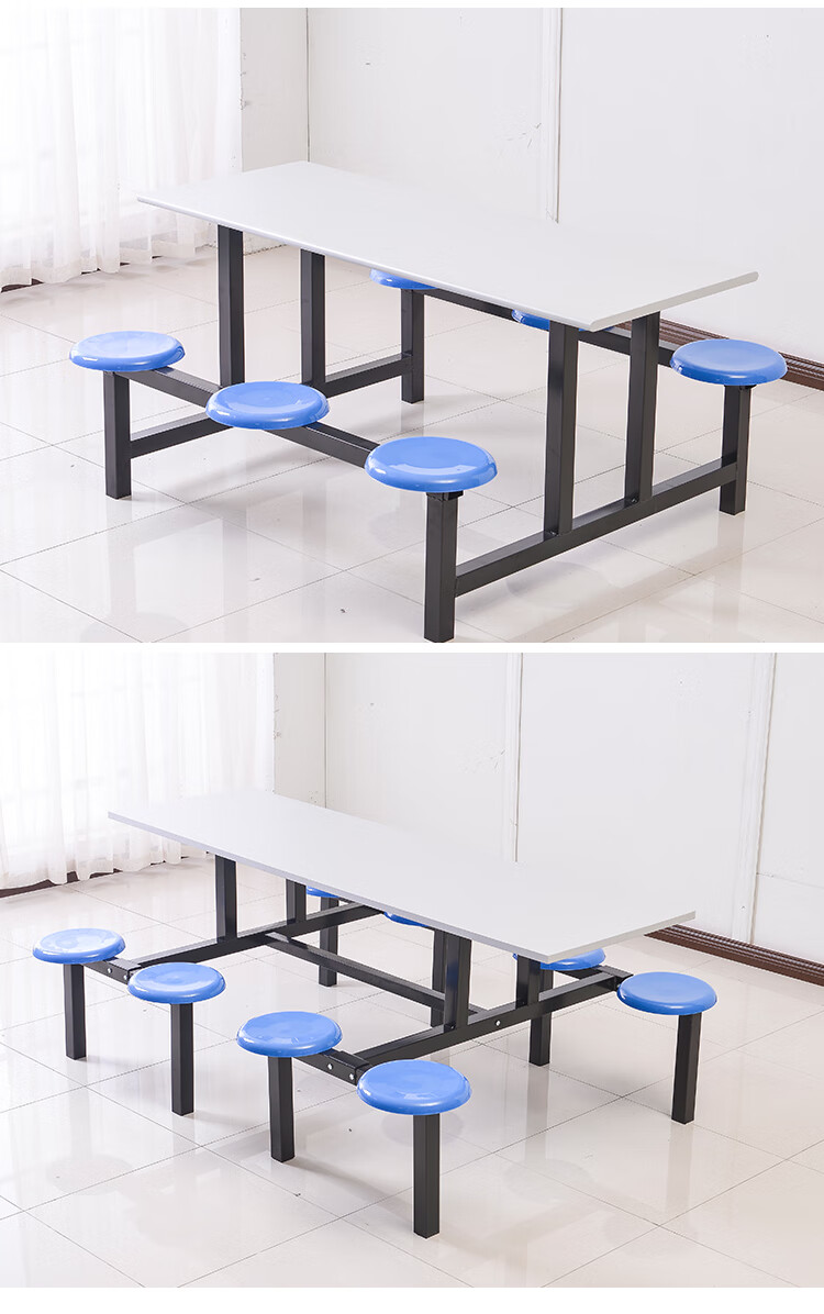 亚曌学校学生食堂餐桌椅组合4人8人位玻璃钢员工连体快餐桌椅饭堂餐桌