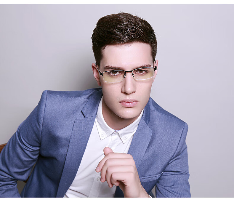 loho眼镜男半框商务办公超轻钛架近视眼镜架光学镜架镜框(可配防辐射