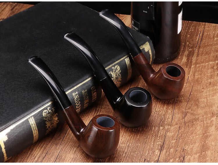 捡漏特价新款丝斗经典实木烟斗弯式锤子老式男士便携过滤芯烟斗 木纹