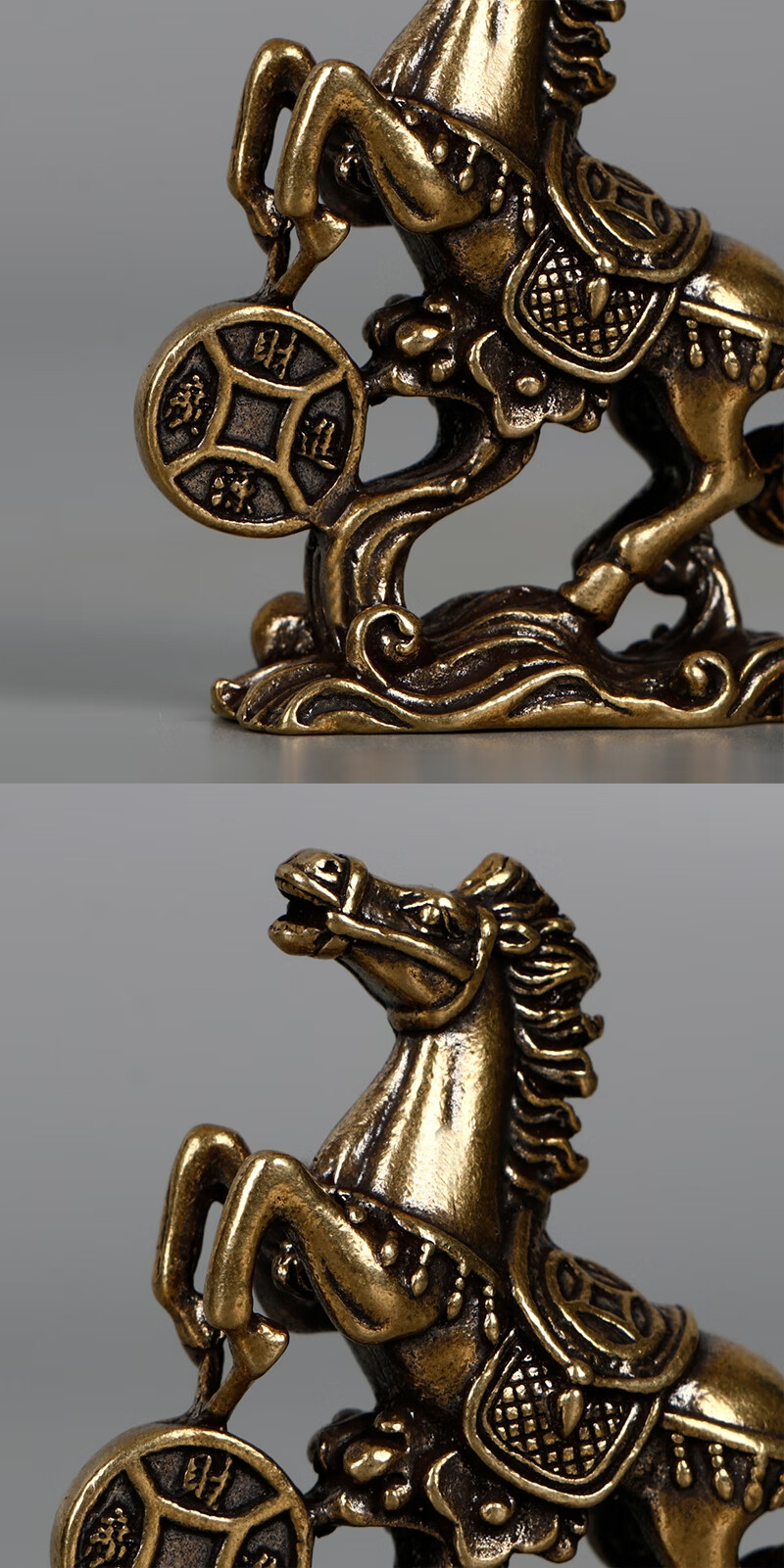 铜马风水摆件手工纯铜马摆件实心铜马生肖马小饰品财源广进风水工艺品