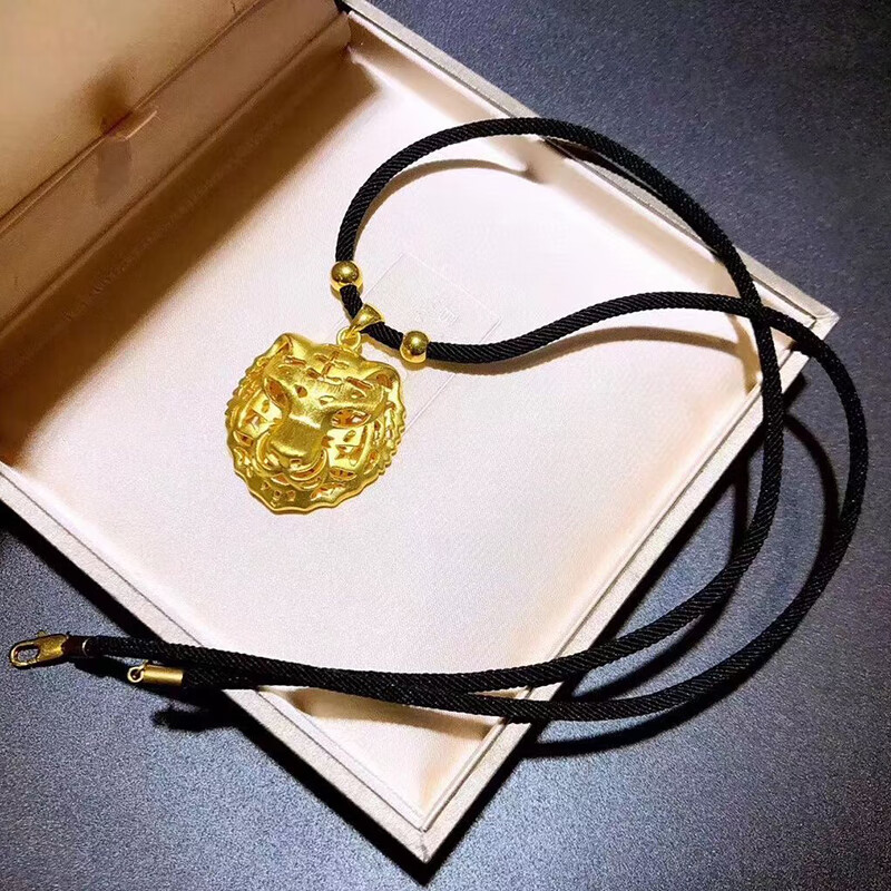 微奢妙珠黄金镂空老虎吊坠足金999生肖虎男女情侣款项链挂坠大气坠子