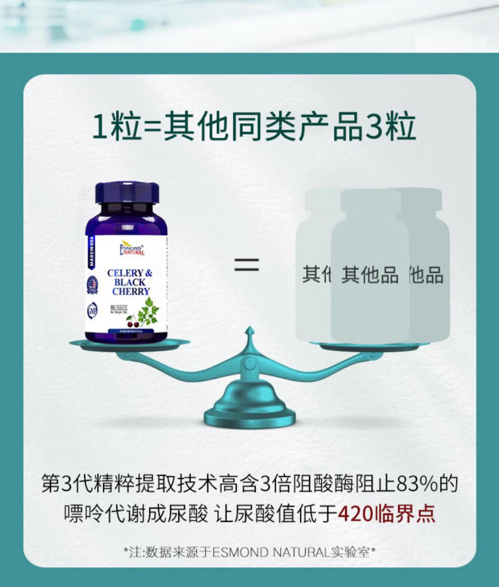 【现货速发】爱司盟黑樱桃芹菜西芹籽关注中老年尿酸高通风人群美国