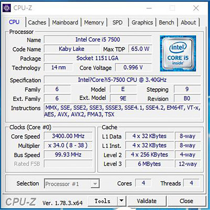 i5 7500参数图片