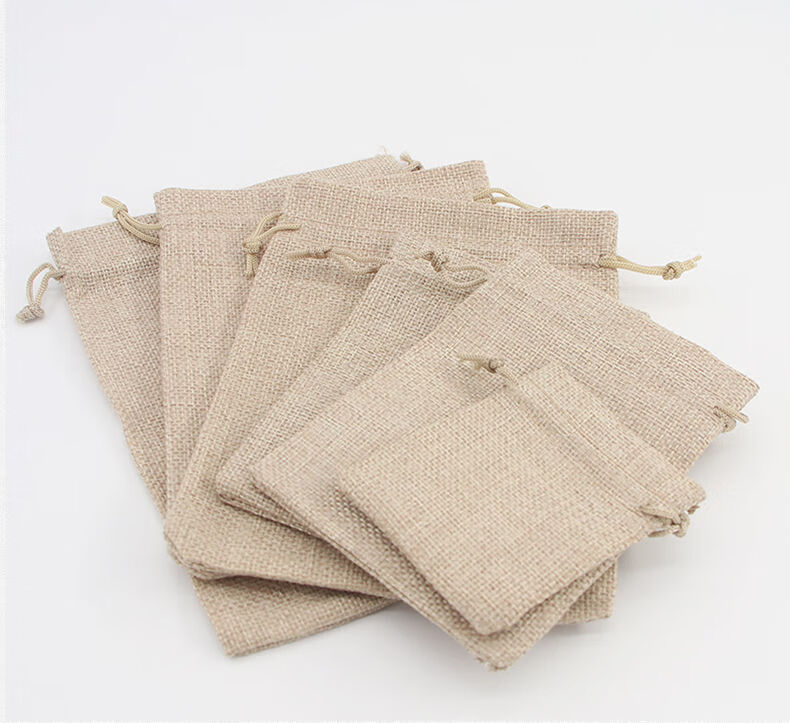 10个本色麻布袋天然粗麻束口袋香包透气袋子礼品首饰