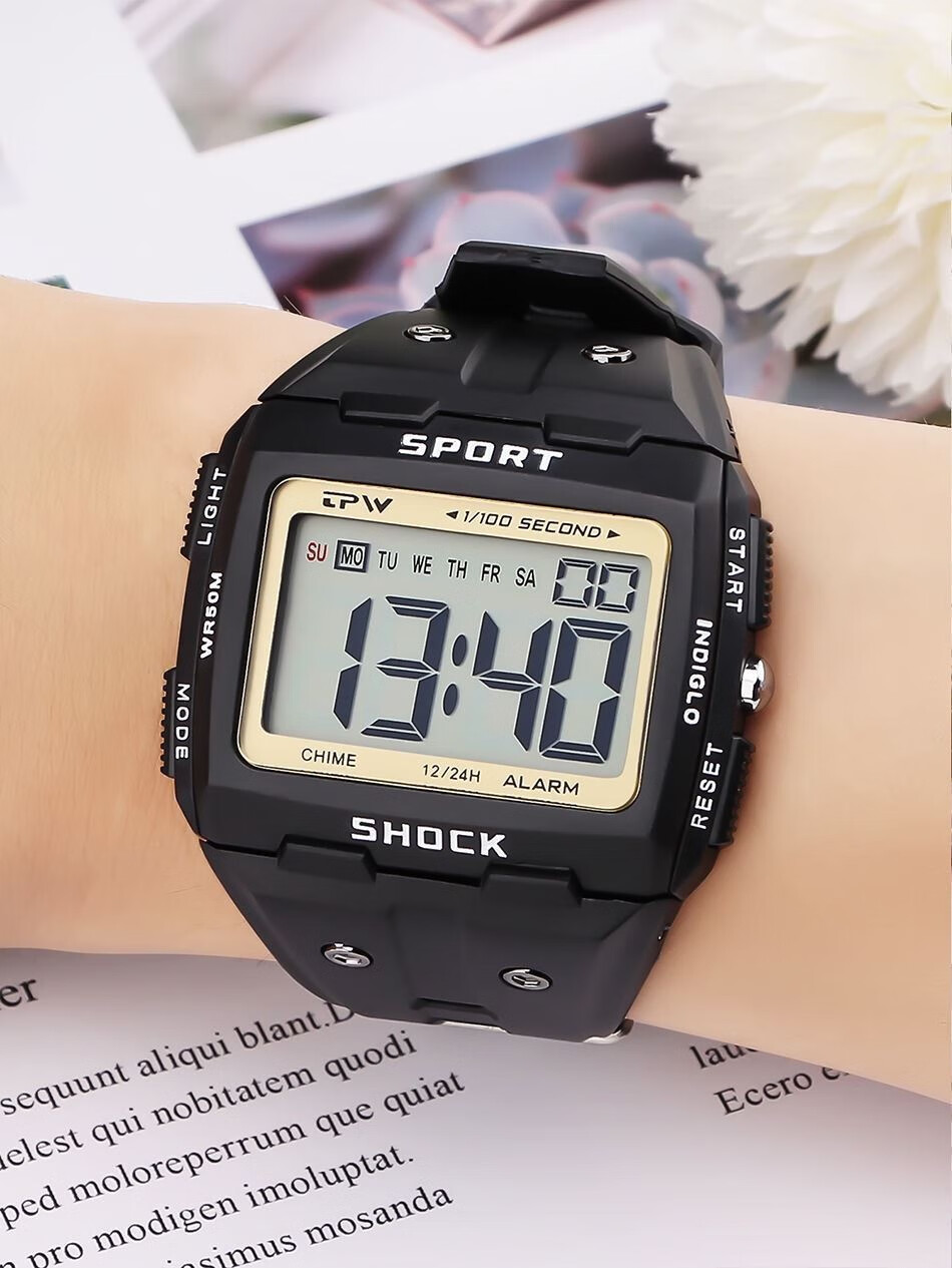 老人手表大数字电子表老人专用大数字爸爸防水报时男士老年夜光大字