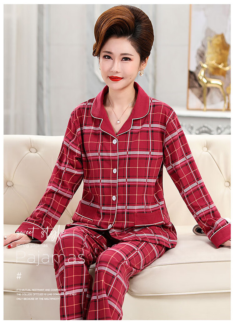 中老年冰丝家居服睡衣厂家批发中年妈妈款睡衣妇女春春季纯棉长袖全棉