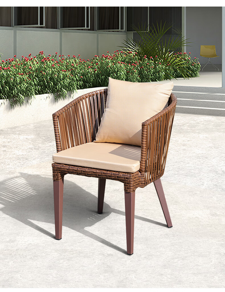 方台组合庭院露台室外酒店花园休闲阳台家具 4椅 d60cm碳钢圆台【图片