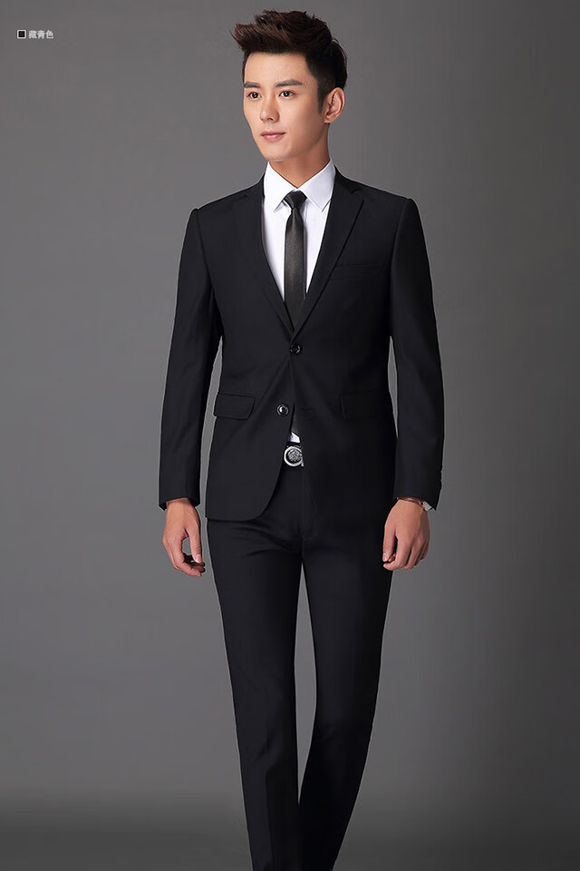 啄木鸟秋冬季男装套装男西装五件套装夏季修身商务职业正装男新郎西装