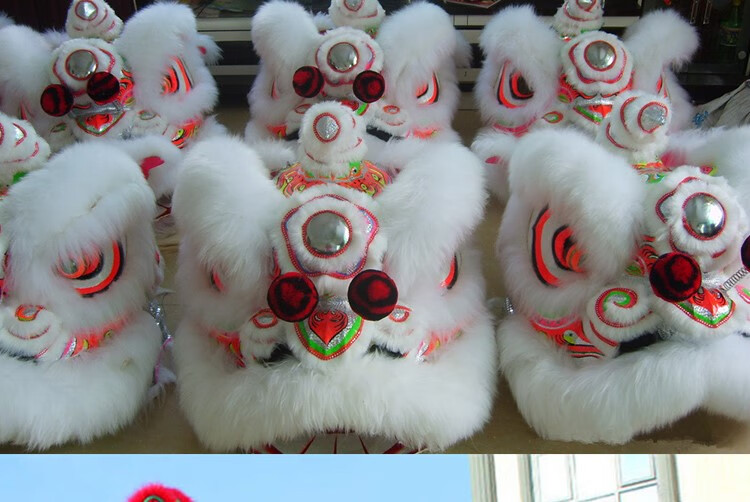 舞狮南狮道具广东三号竹编演出佛山舞龙狮子头用品醒狮 白色【图  