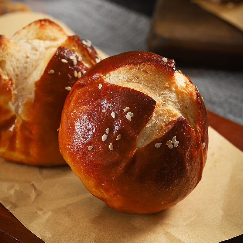 全麦碱水面包无蔗糖咸味健康零食代餐早餐包 碱水节70g(5个装)【图片 