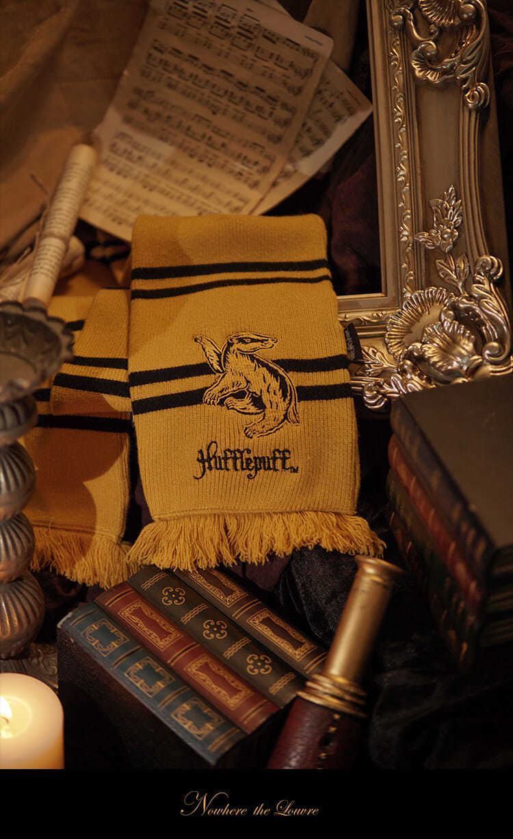 学生学院风可爱百哈利搭舒适针织流苏围巾女赫奇帕奇围巾刺绣长流苏