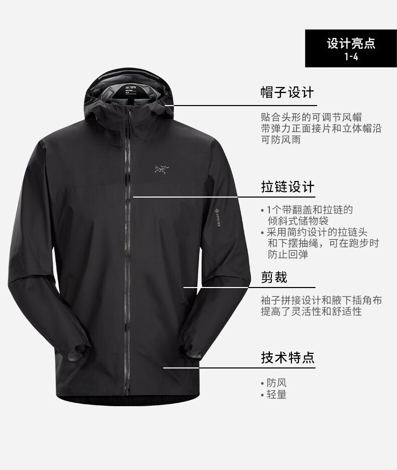 arcteryx始祖鸟norvanlt男子户外防风连帽夹克轻量冲锋衣男f7offlimes
