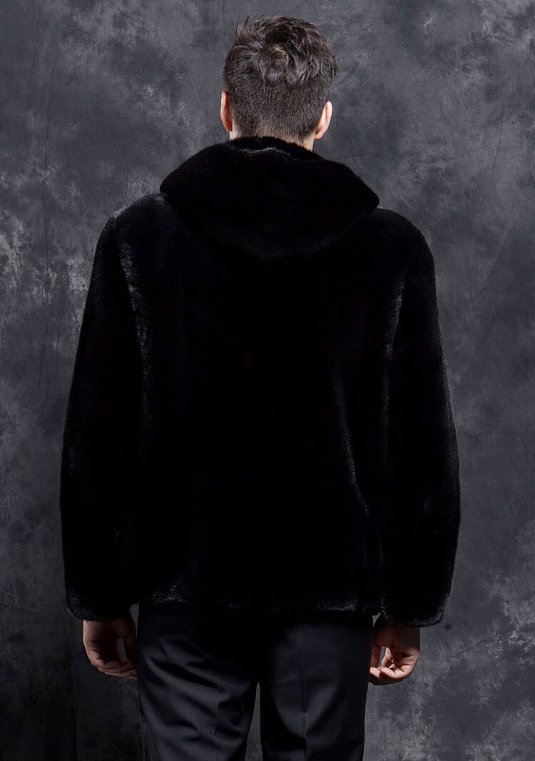 swjeans进口整貂皮大衣男美国本黑宝嘉美水貂毛连帽立领海宁裘皮皮草