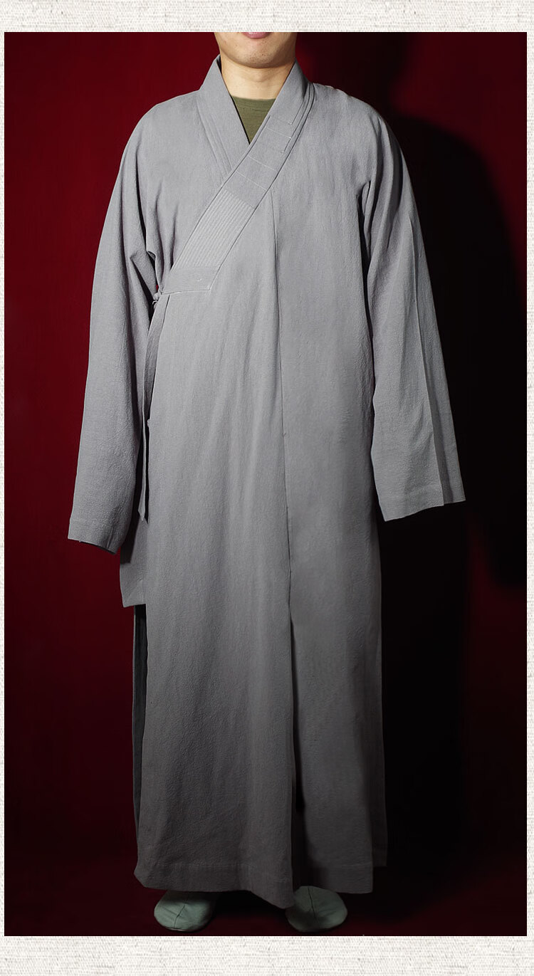 冬季和尚僧人出家人穿的亚麻僧服大褂出家师父僧人和尚长褂可麻料僧衣