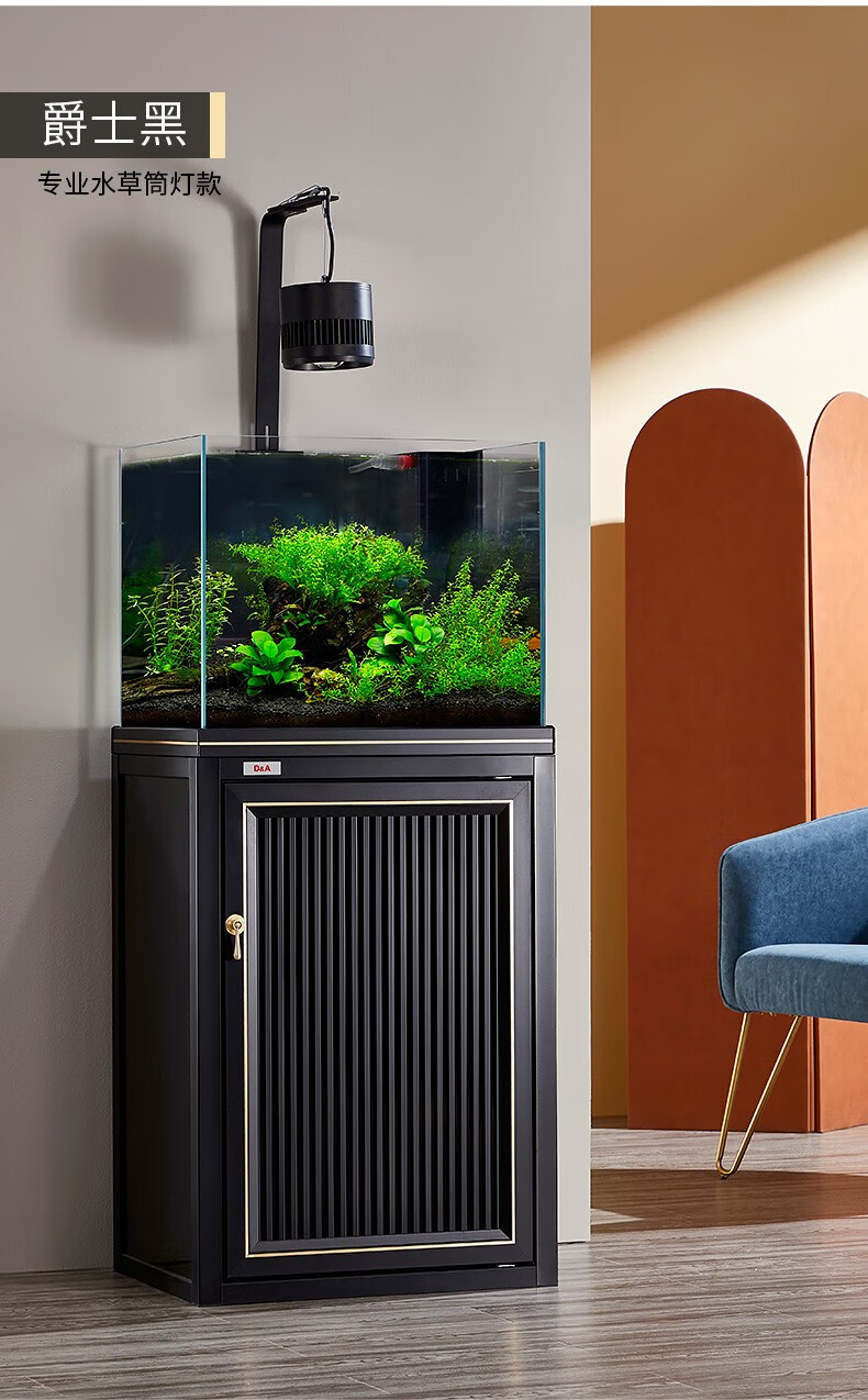 鱼缸水族箱超白玻璃底过滤生态金鱼缸兰寿草缸大型中型水族箱库里蓝