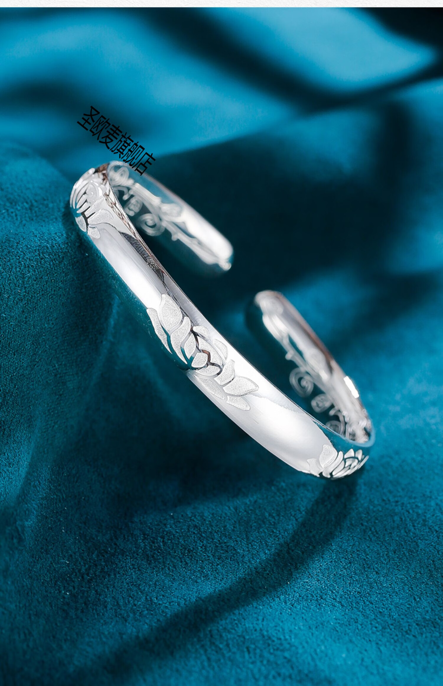 老凤凰999足银手镯女民族风莲花开口实心手工定制年轻款送礼物足银