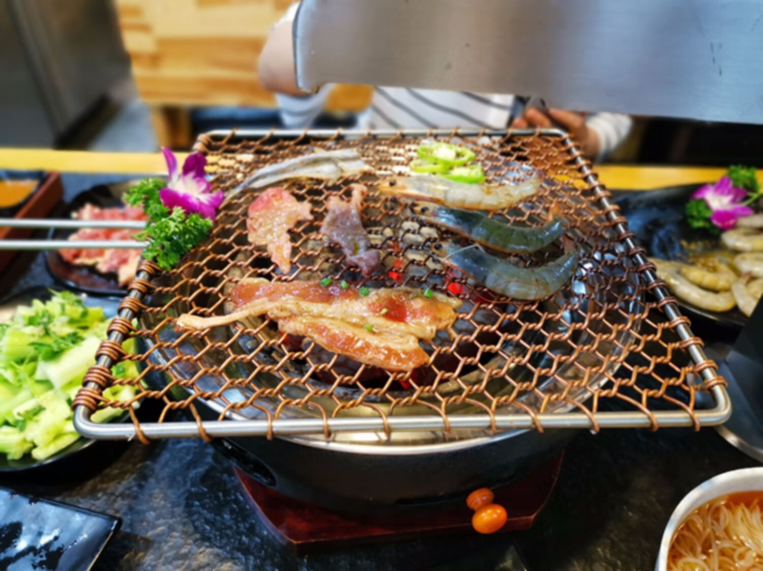 韩式烧烤网手编铜烤网木炭火烤肉筛网加粗圆形烤肉篦子可定做 320方形