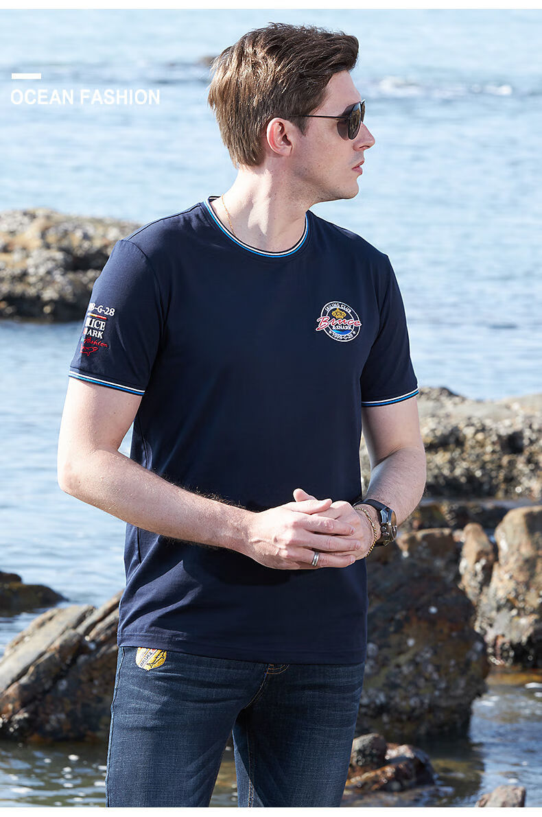 意大利国际品牌古老鲨鱼短袖男2022夏季新款t恤男士短袖上衣潮牌男装