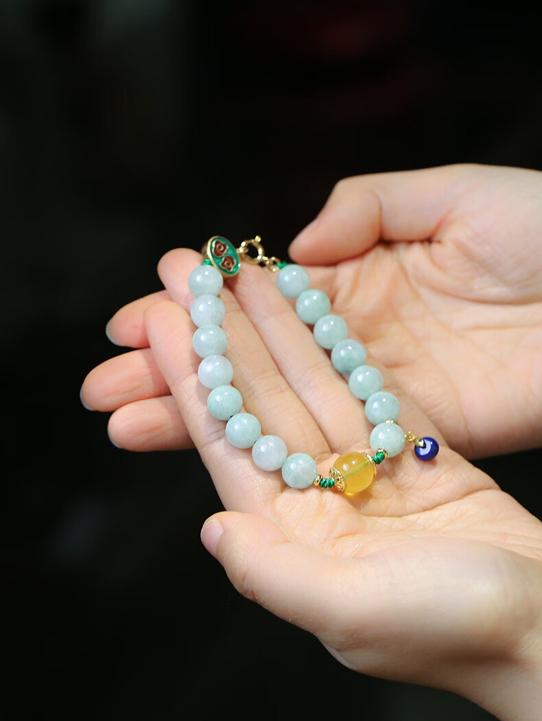 兮娇天然翡翠手链蜜蜡祥云青金石小滴溜手串女复古民族风手工编织手饰