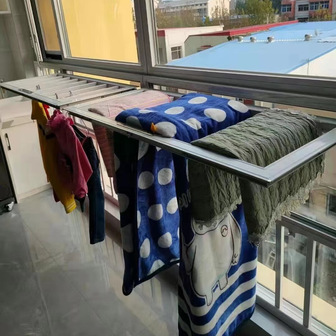 阳台阳台开启晾衣架防护栏多功能阳台内开启安全可定制铝合金凉衣架晒
