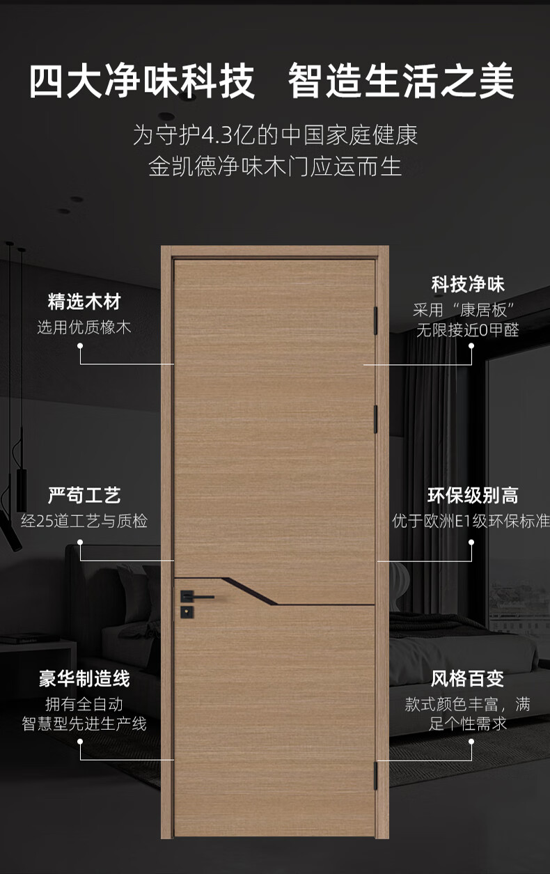 金凯德净味木门无漆复合室内门房间门卧室门免漆门高端kkd-9617 kkd