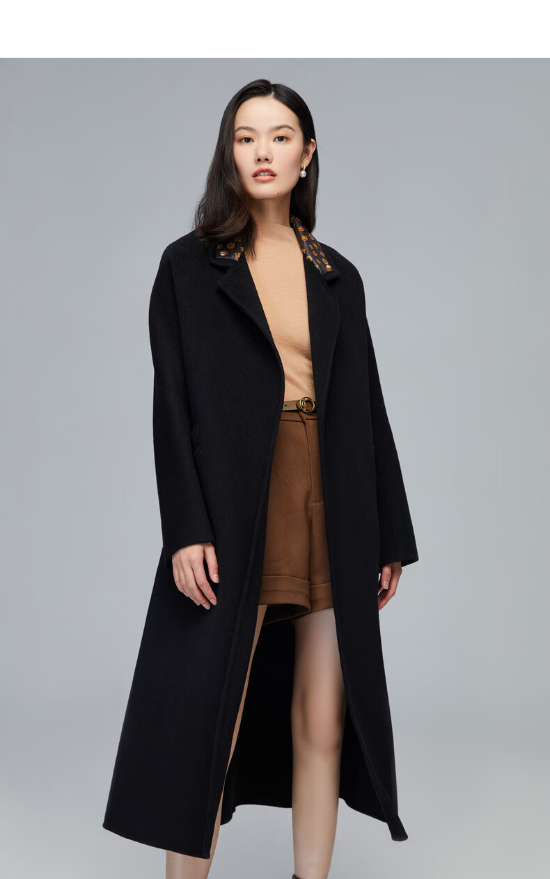 芭蒂娜毛呢外套女士2021年冬季新款复古高端大牌气质长款羊毛大衣驼色