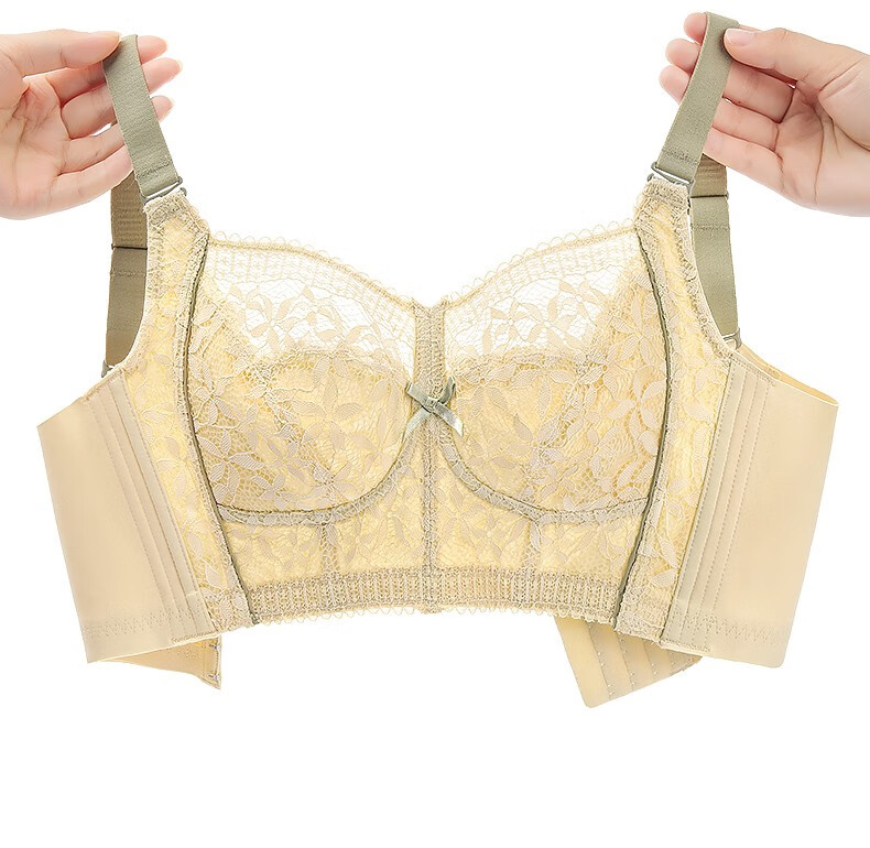 梦芭蒂内衣女无钢圈文胸大胸显小大码薄款收副乳防下垂调整型胸罩微影