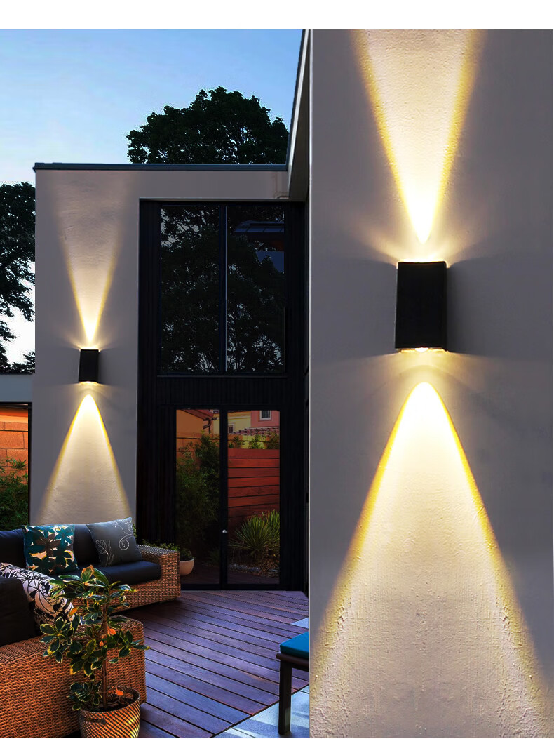 梵靓太阳能壁灯超亮户外双头洗墙灯防水别墅花园庭院外墙led照明射灯