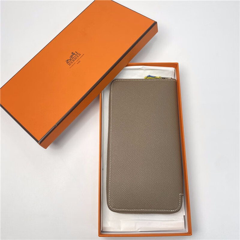 【二手95新】爱马仕hermes 大象灰长款拉链钱包 零钱包大象灰 钱包