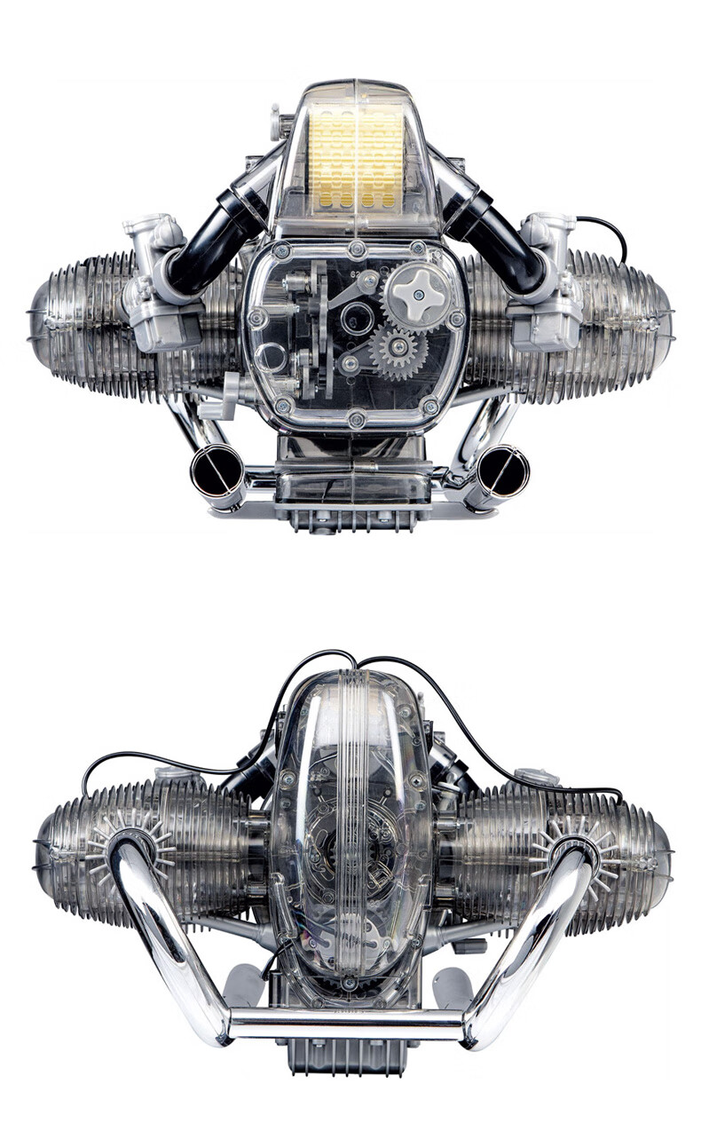 bmw摩托车引擎可动拼装高难度玩具1:2车模顺丰速递 宝马发动机模型 约