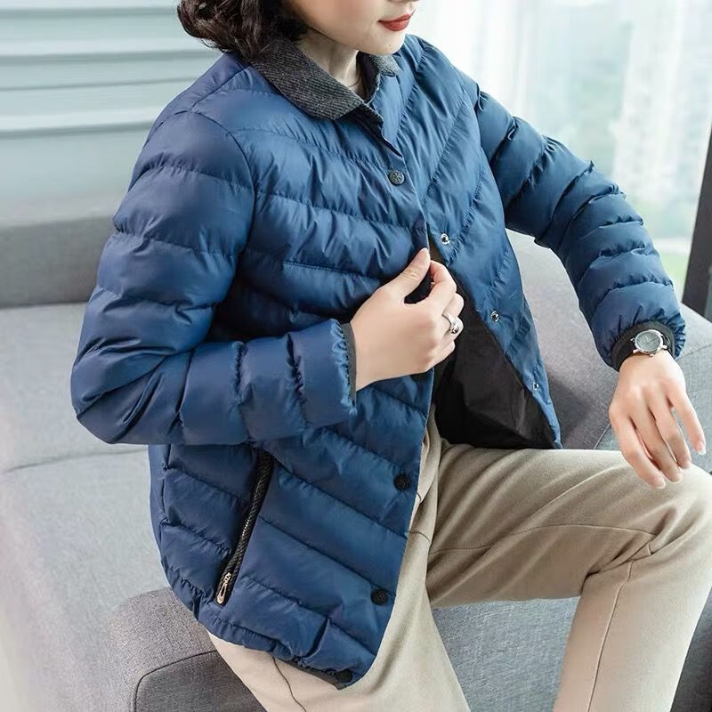 香港轻奢轻薄丝棉小棉衣棉袄女短款2021新款中年妈妈薄款秋冬码大棉衣