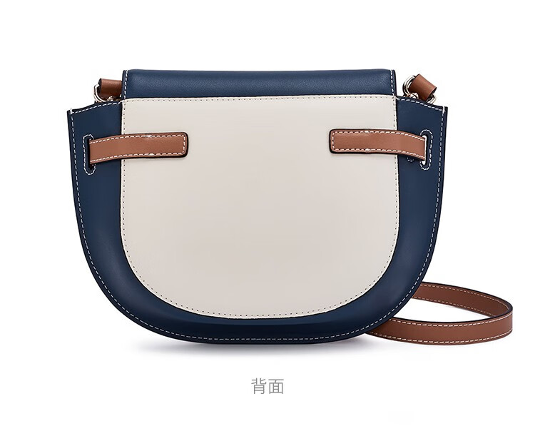 暇步士hushpuppies单肩包女时尚撞色包包女包女士牛皮斜挎马鞍包生日